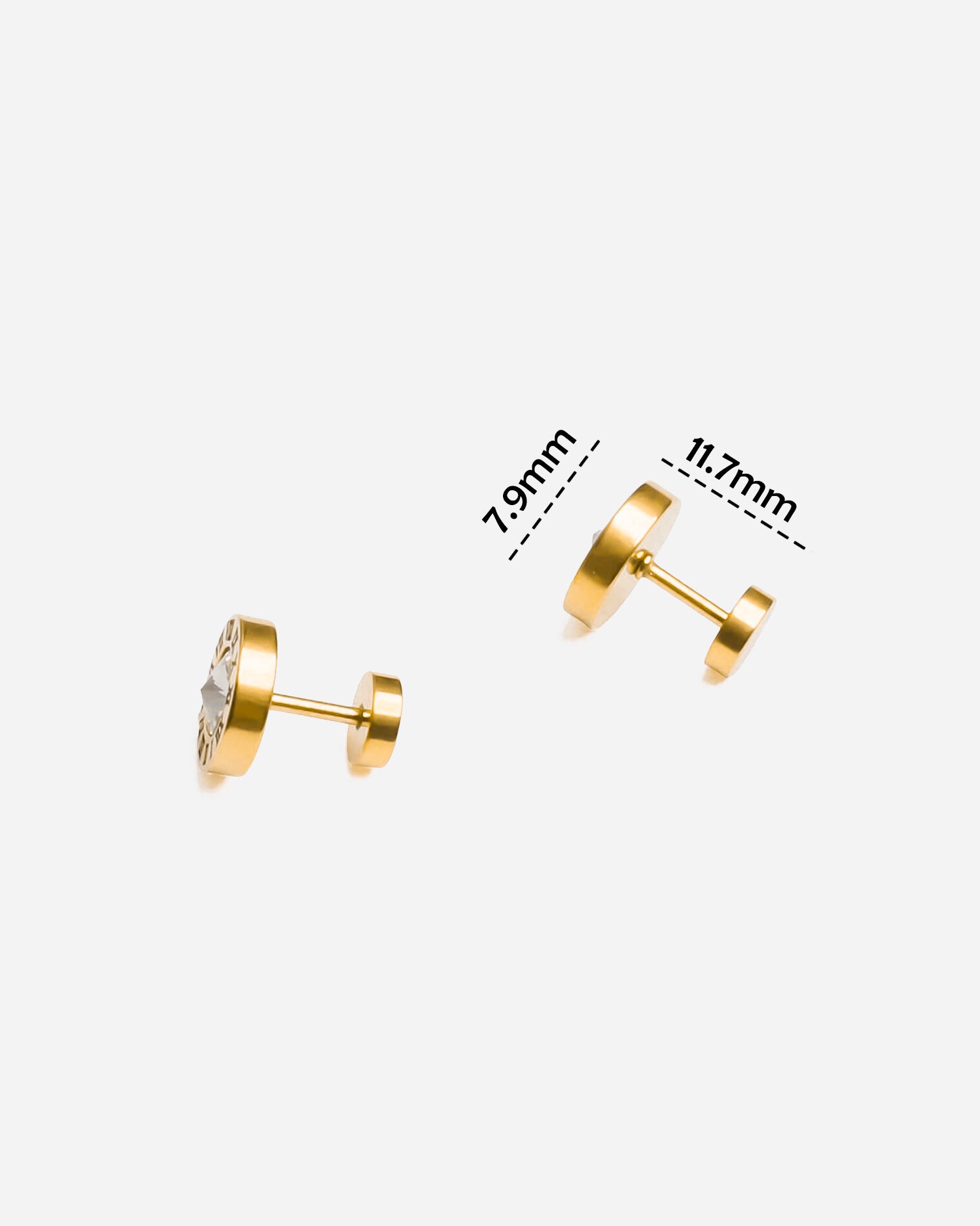 Roman Round Stud Earrings 8MM Gold Tone