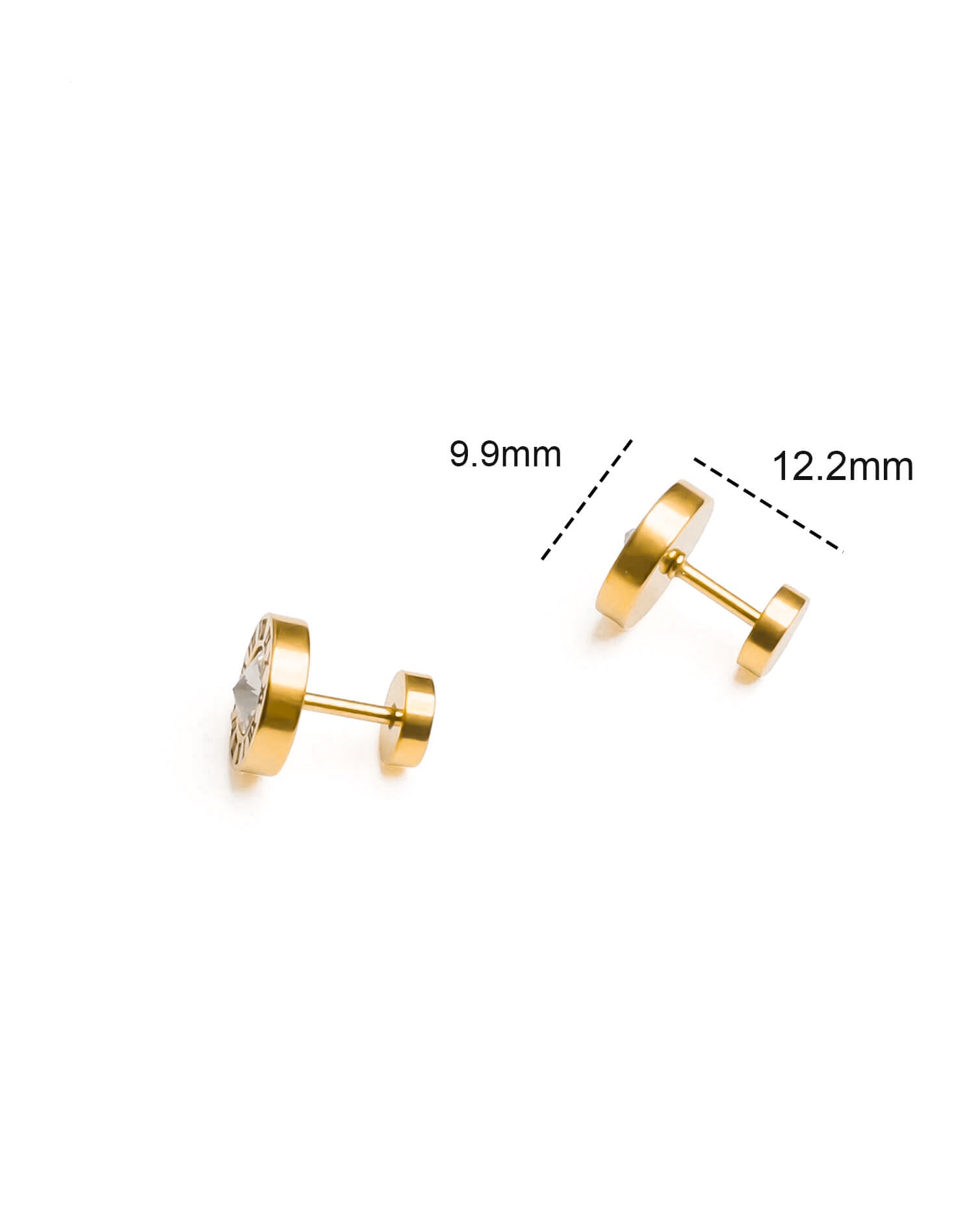 Roman Round Stud Earrings 10mm Gold Tone