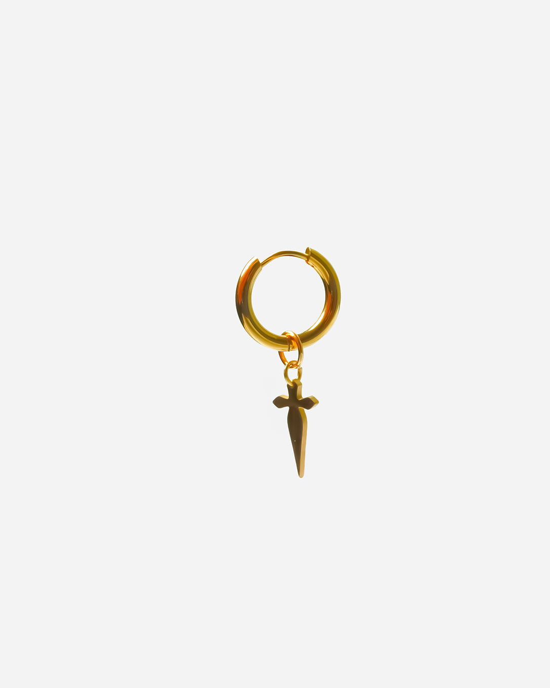 Cross Sword Hoop Earrings Gold Plated