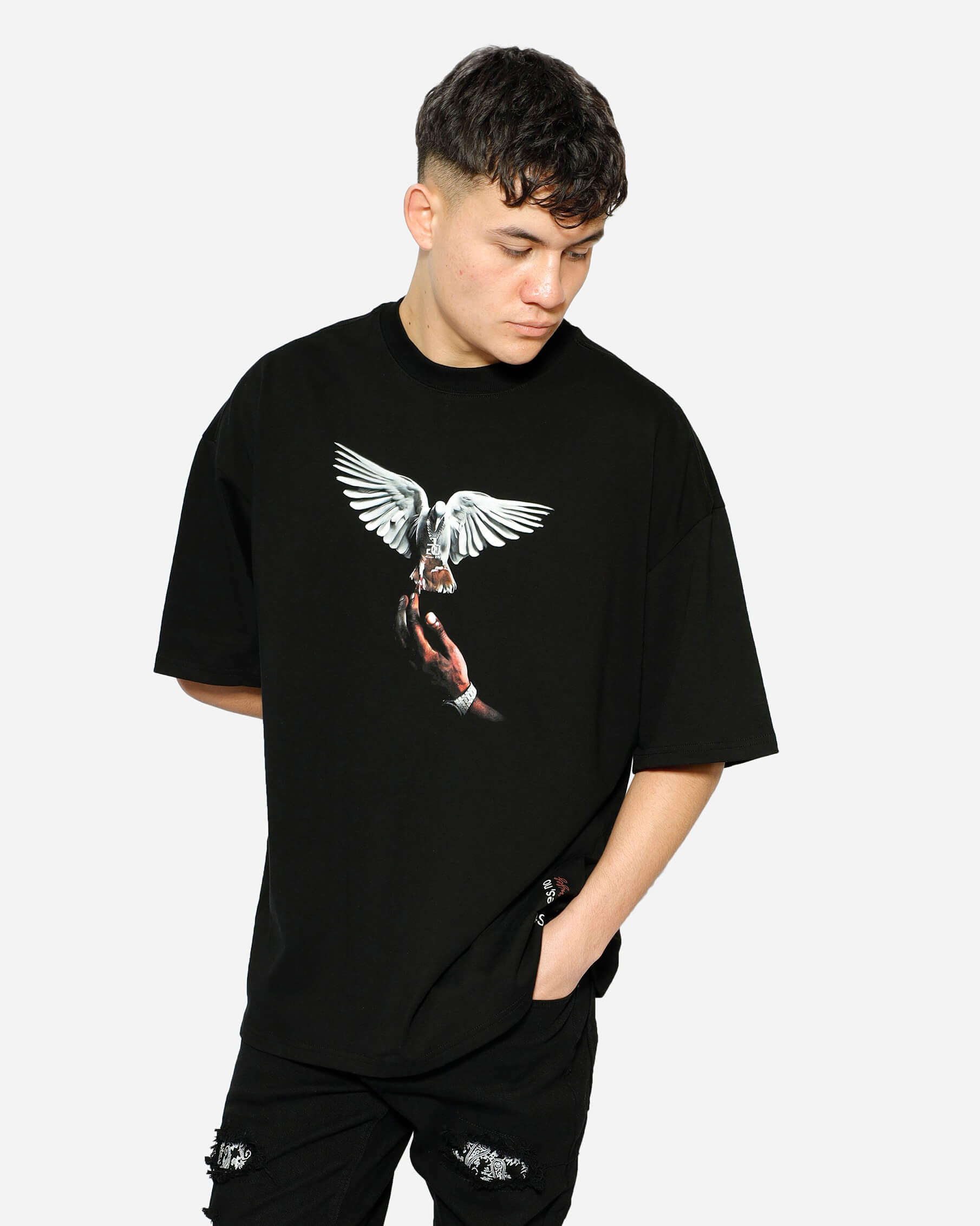 GD Pigeon Black Oversized T-Shirt