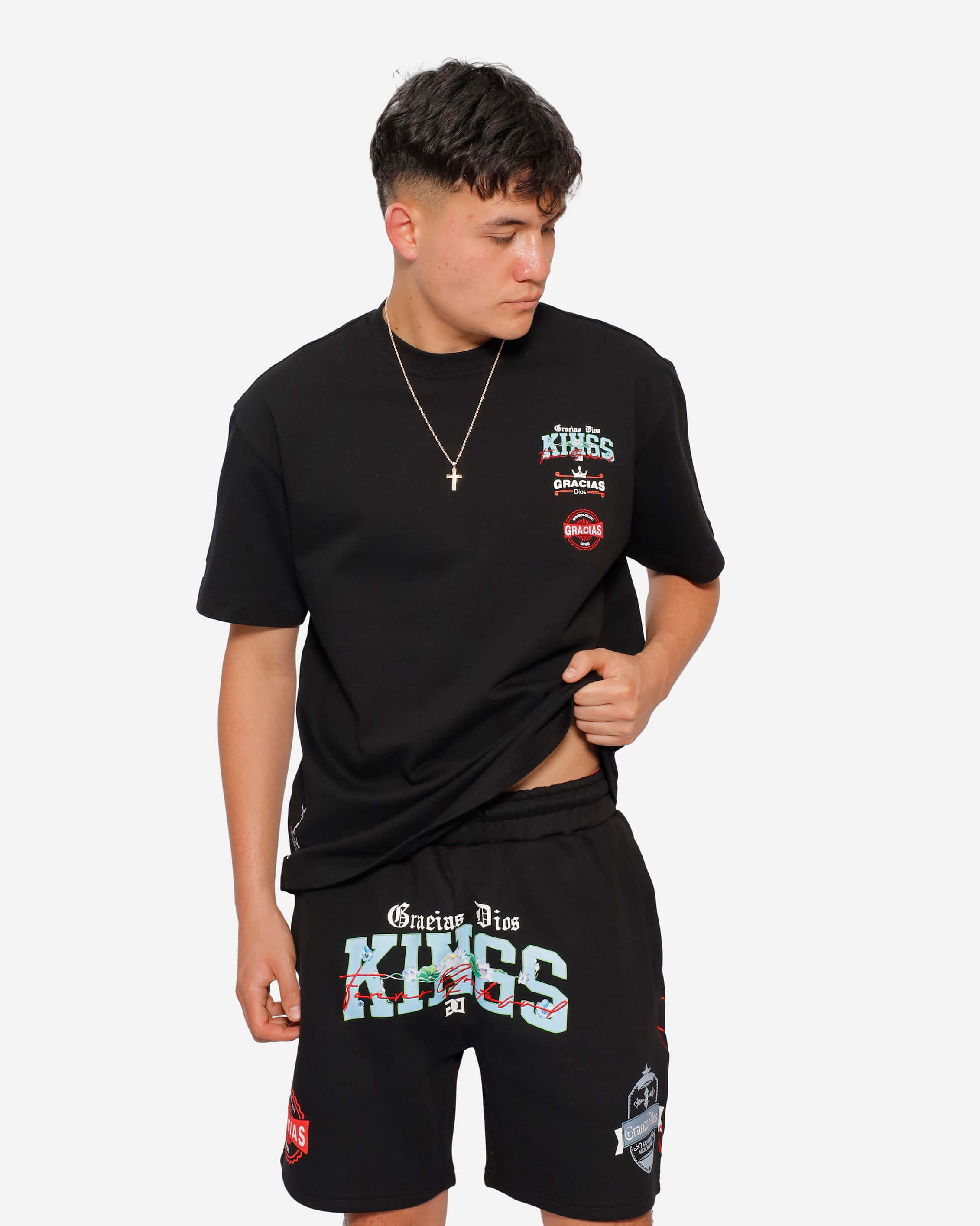 Kings Floral Shorts Black