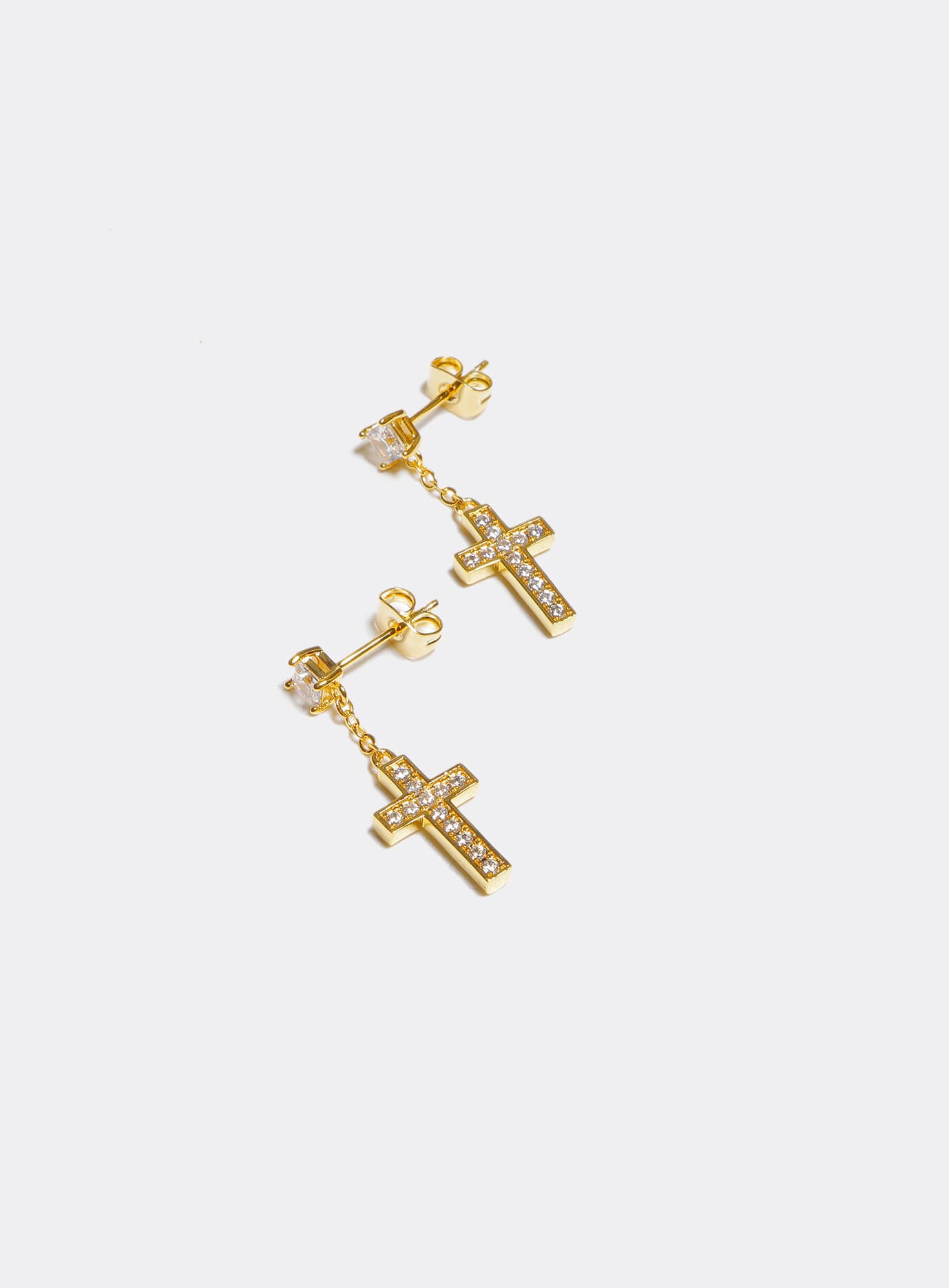 GD Elegant Dangling Iced Cross Earrings