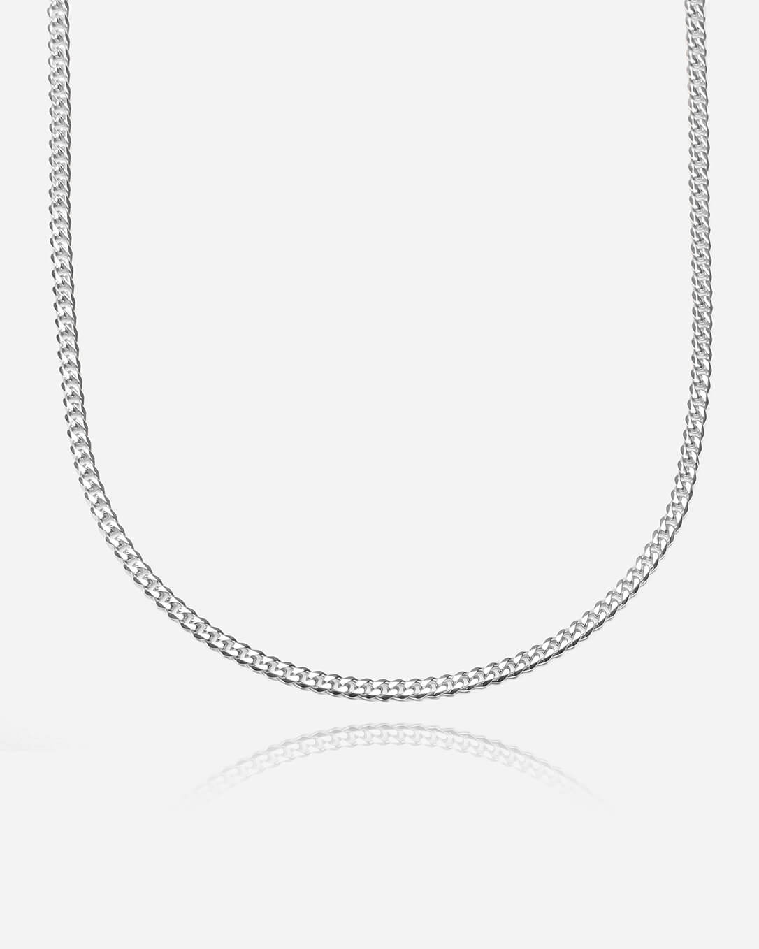 GD Cuban Stainless-Steel Chain 5.5mmx60cm White Gold Plated