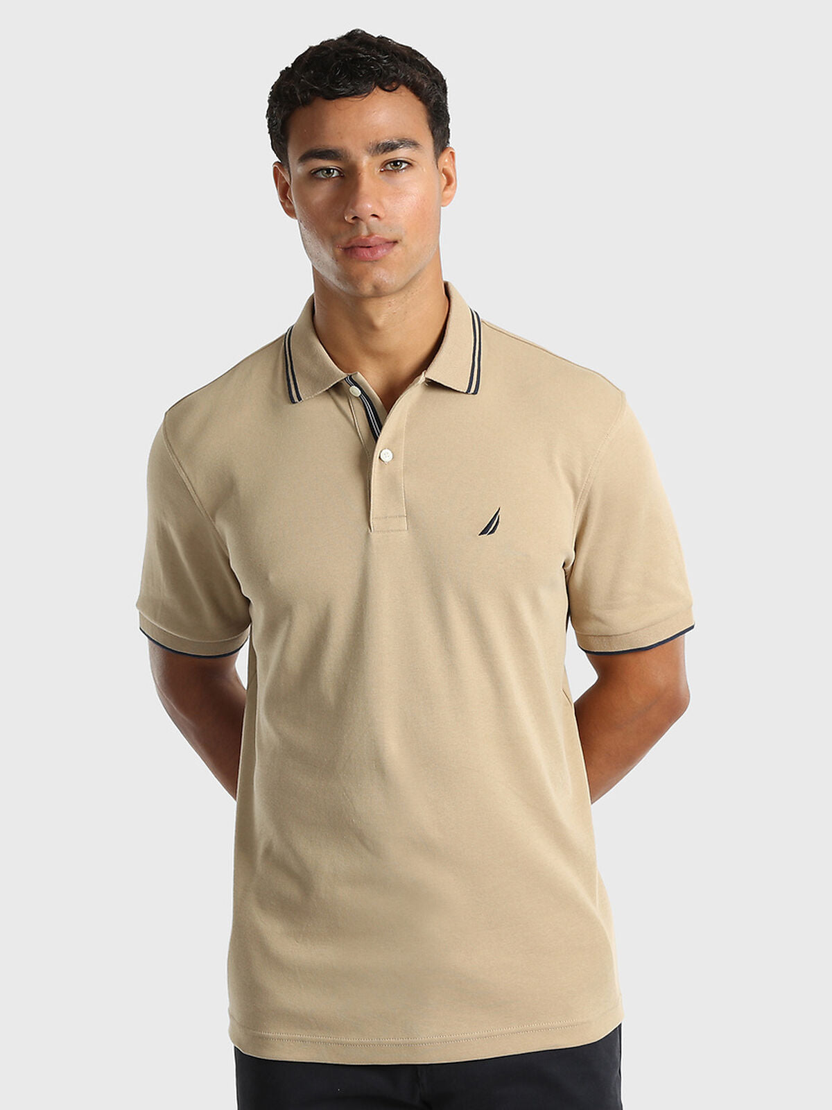Nautica Classic Fit Tipped Polo Military Tan