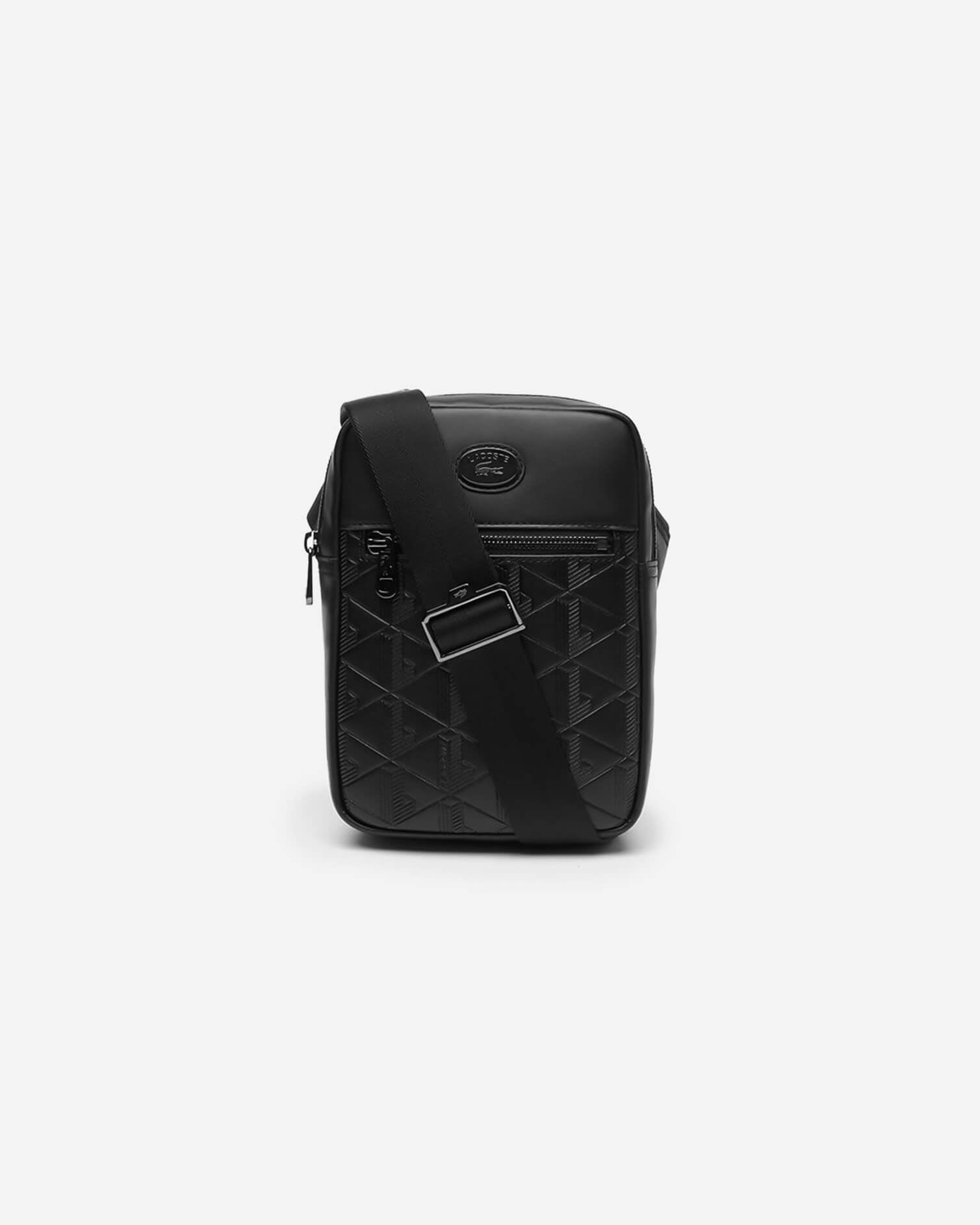 Lacoste Leather Monogram Print Vertical Satchel