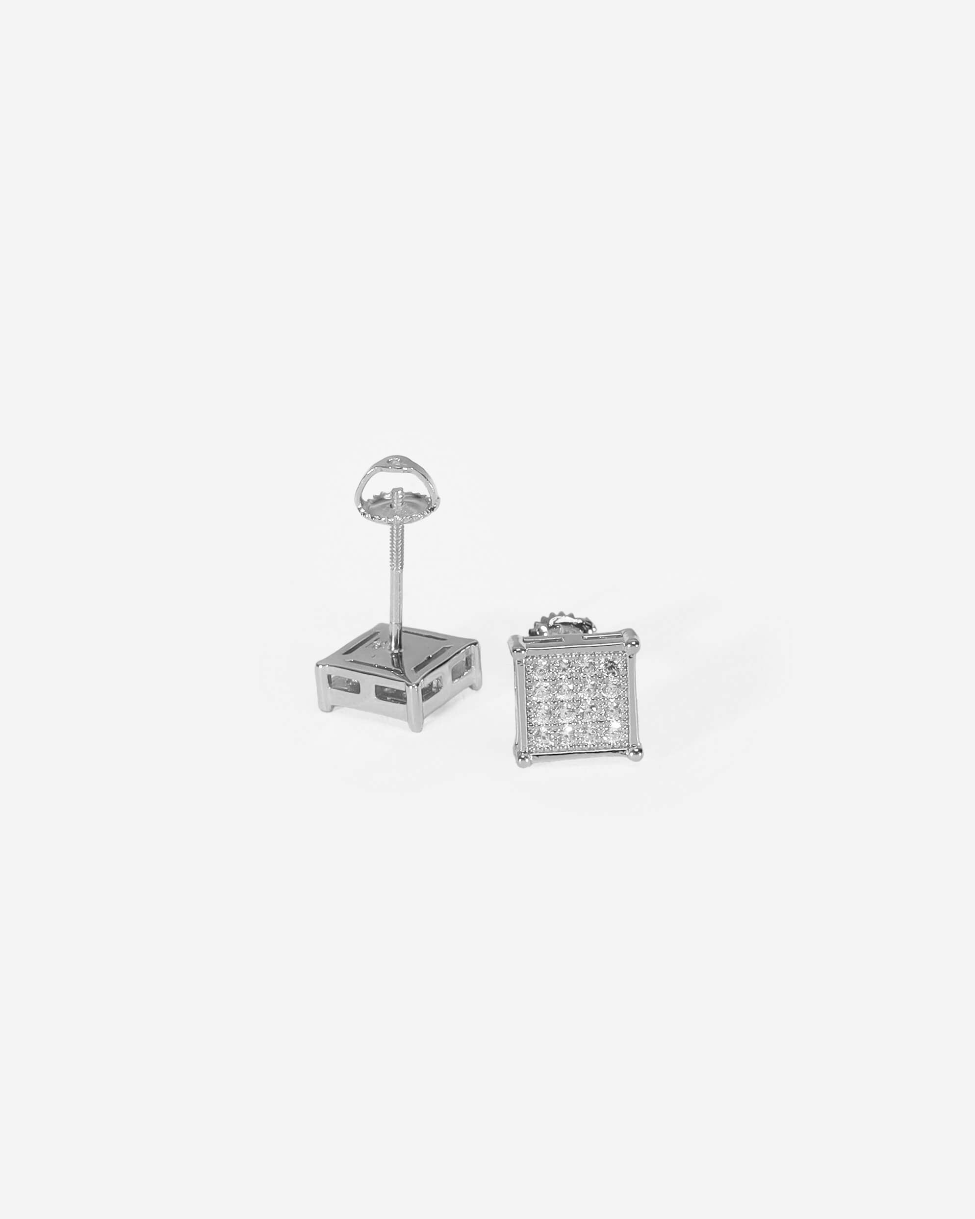 Radiant Zirconia Silver Square Earrings