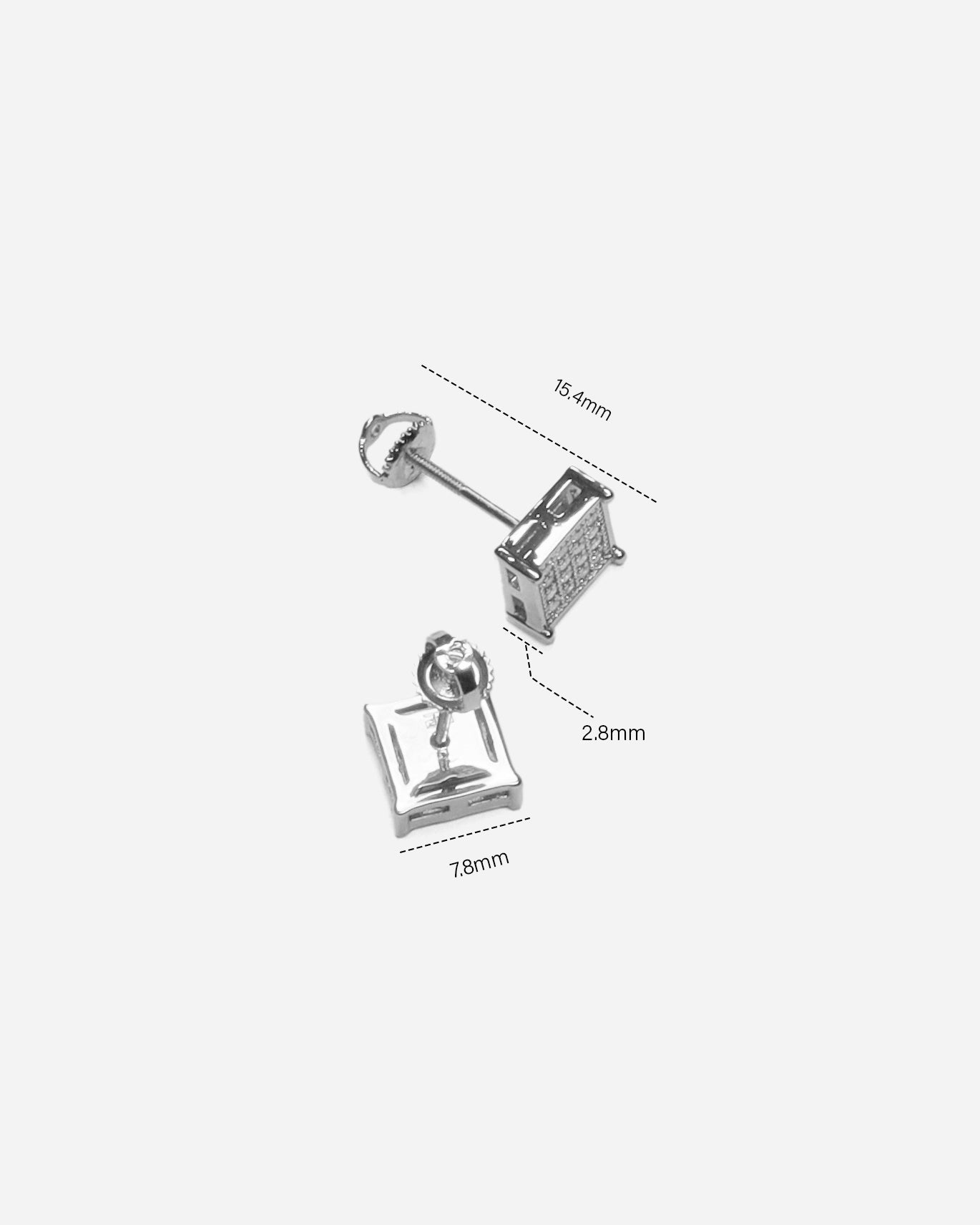 Radiant Zirconia Silver Square Earrings