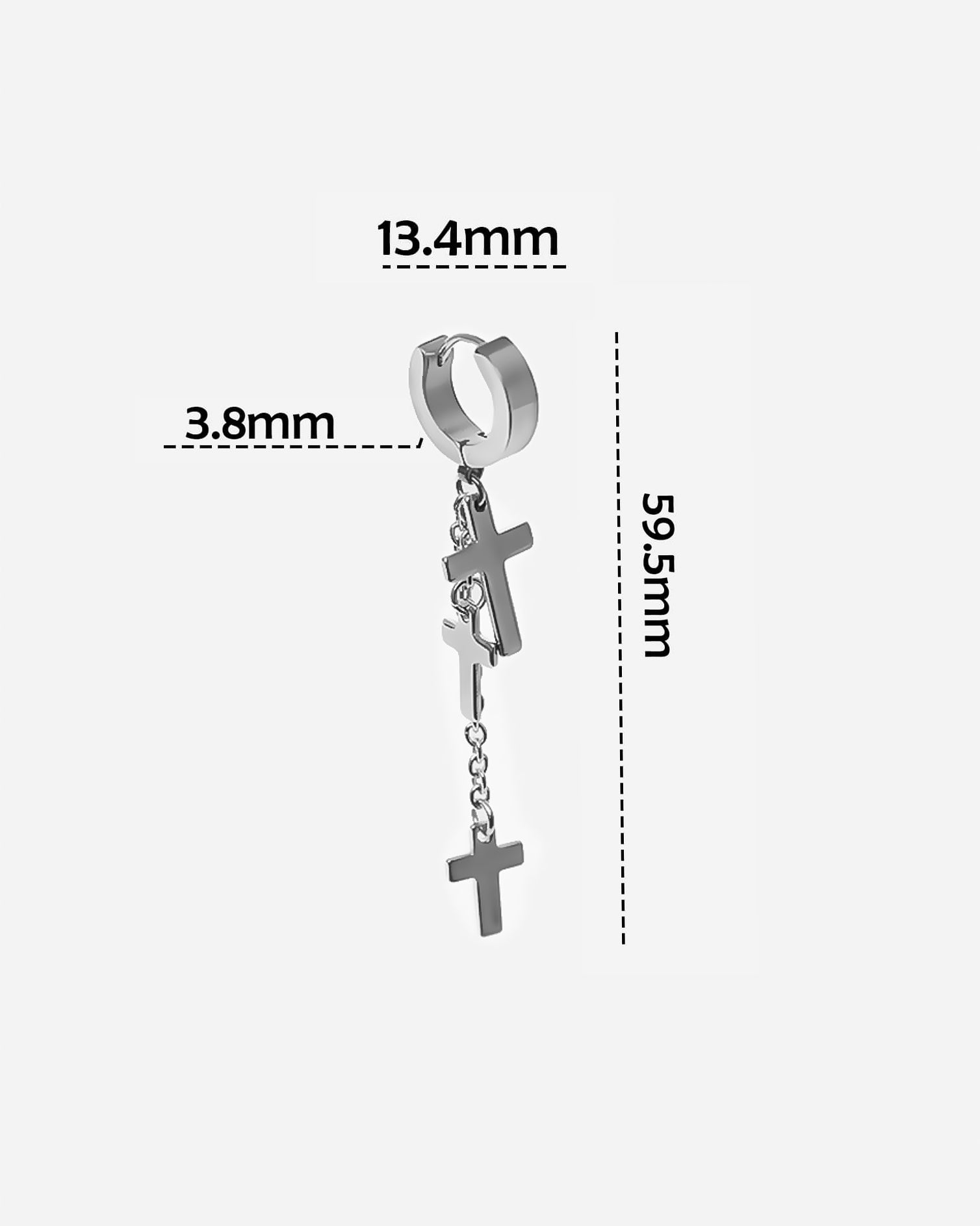 GD Cross Dangle Earring Steel Silver Tone