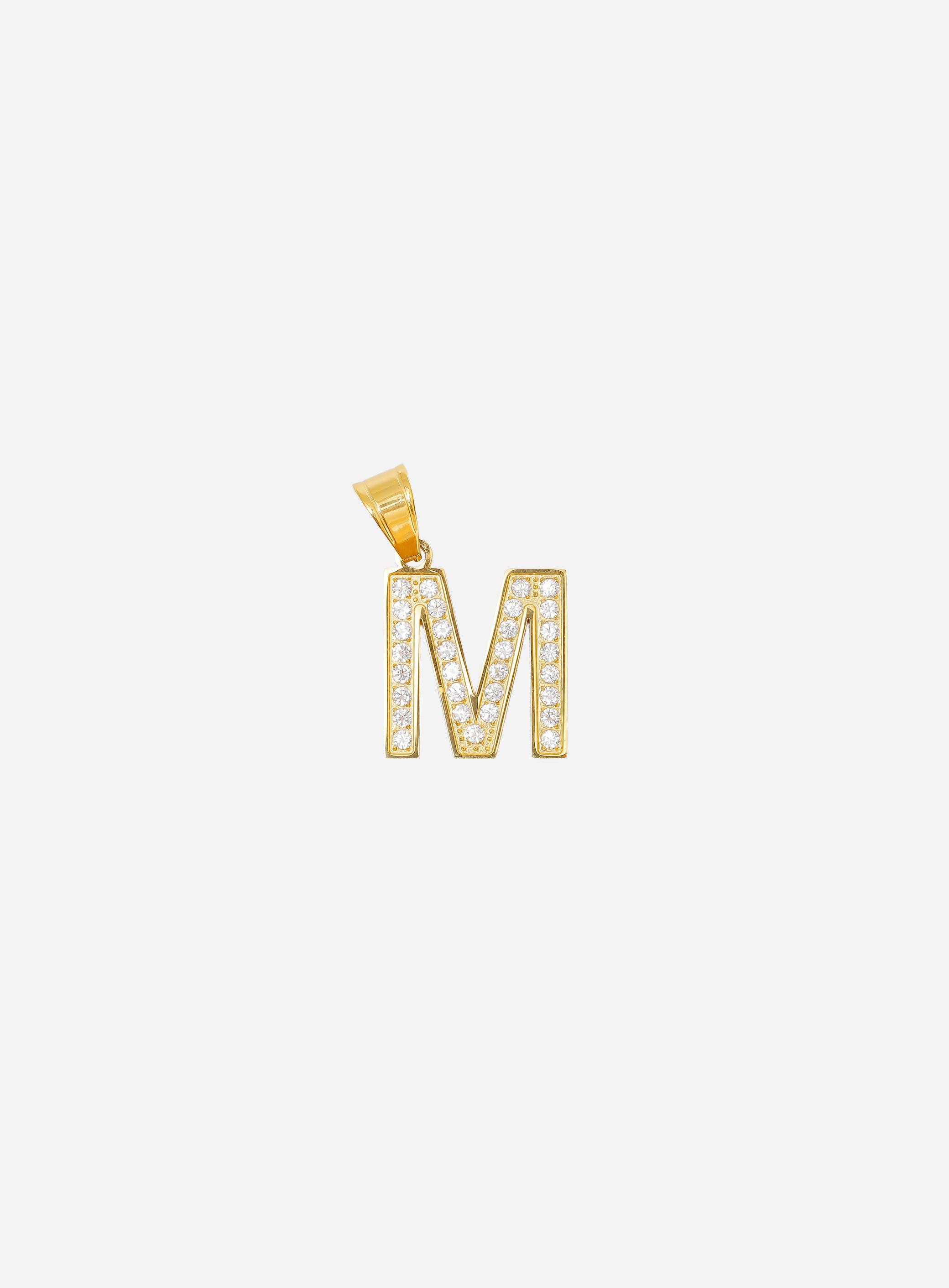 Gracias Dios Diamond Gold Letter M Pendant - Challenger Streetwear