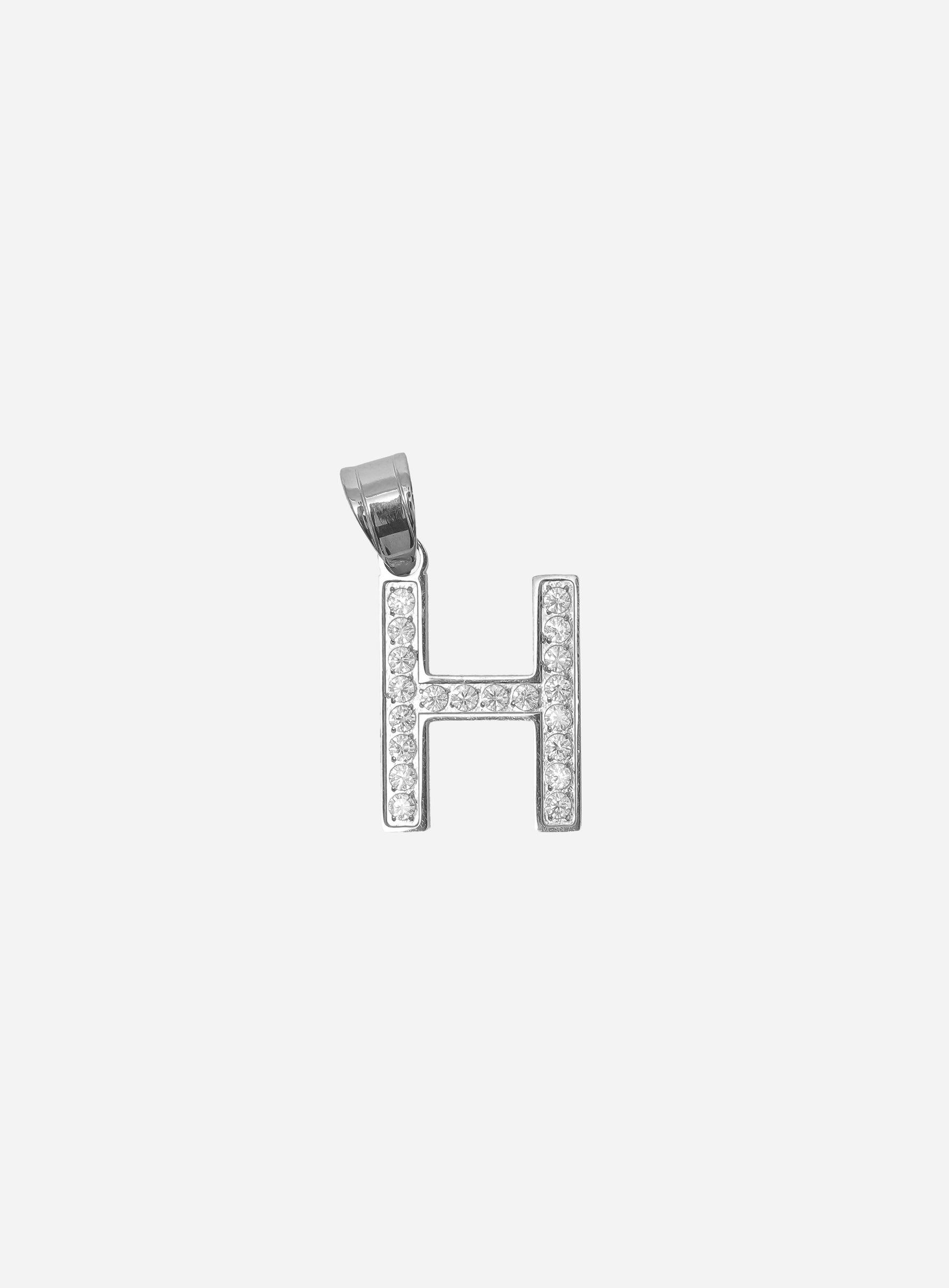 Diamond Silver Letter H Pendant