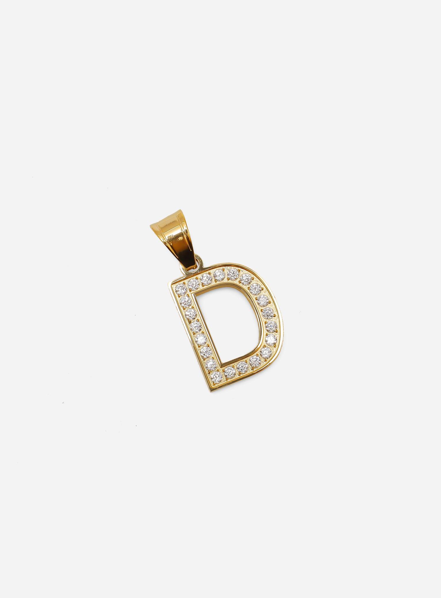 Gracias Dios Diamond Gold Letter D Pendant - Challenger Streetwear