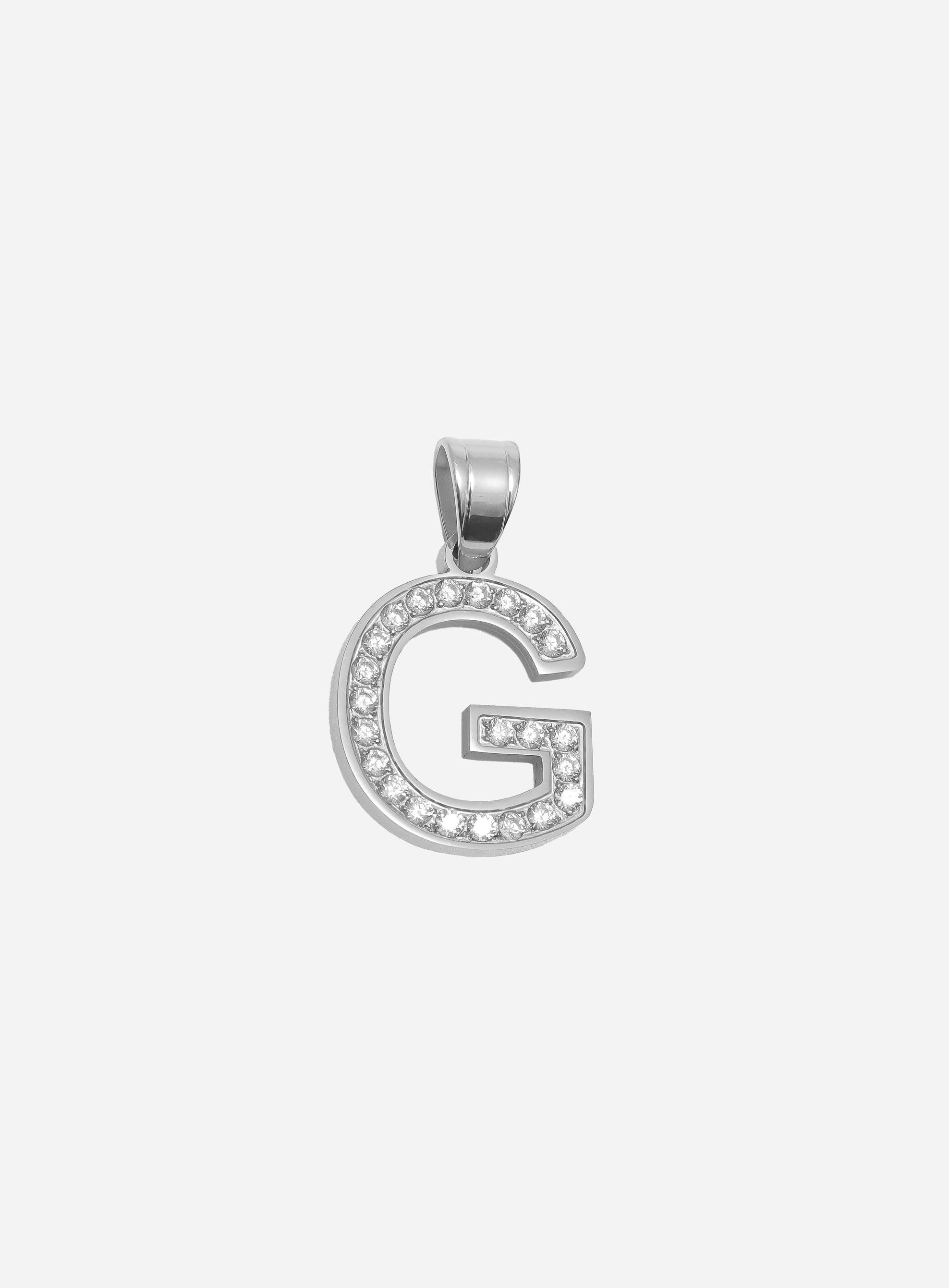 Gracias Dios Diamond Silver Letter G Pendant - Challenger Streetwear