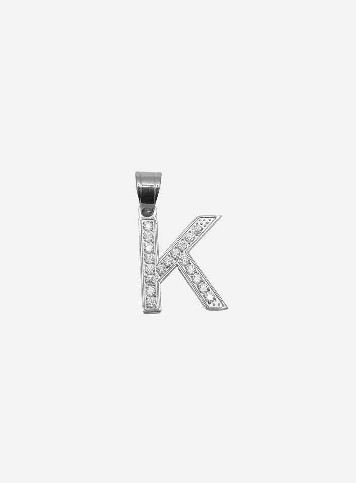 Gracias Dios Diamond Silver Letter K Pendant - Challenger Streetwear