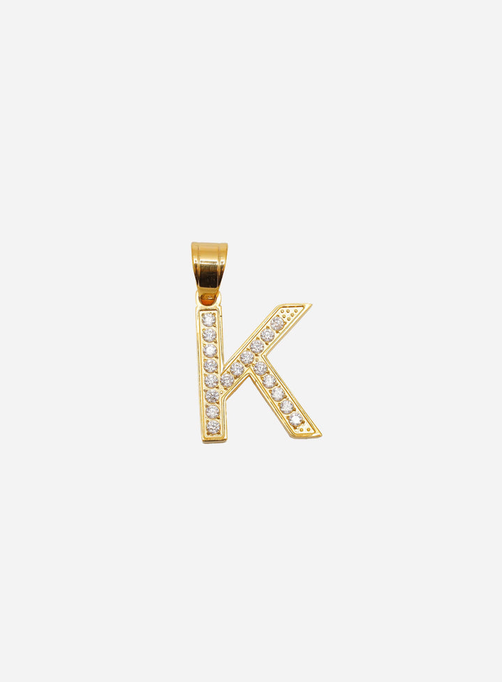 Gracias Dios Diamond Gold Letter K Pendant - Challenger Streetwear