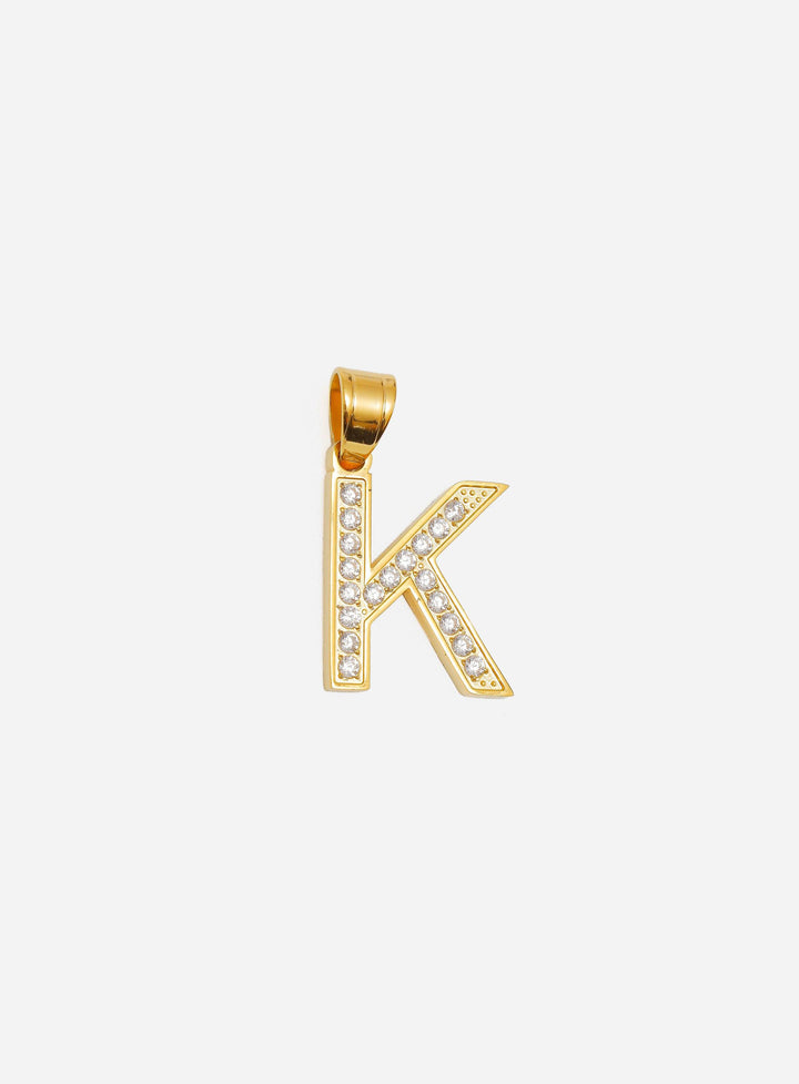 Gracias Dios Diamond Gold Letter K Pendant - Challenger Streetwear
