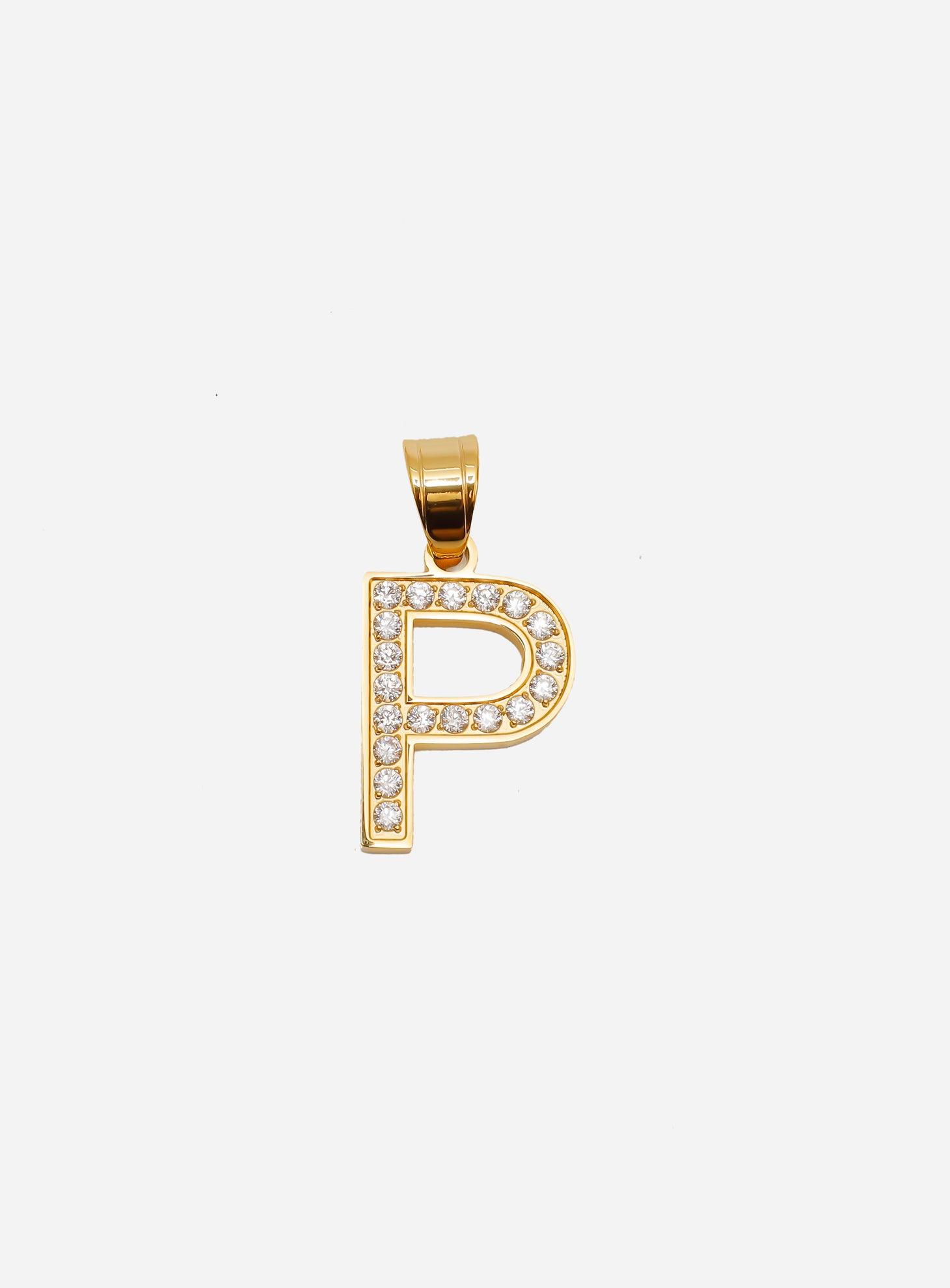 Gracias Dios Diamond Gold Letter P Pendant - Challenger Streetwear