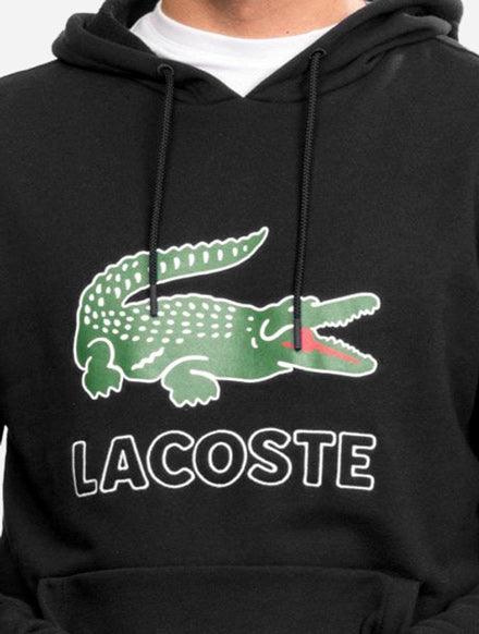 Lacoste Big Croc Script Hoodie Black - Challenger Streetwear