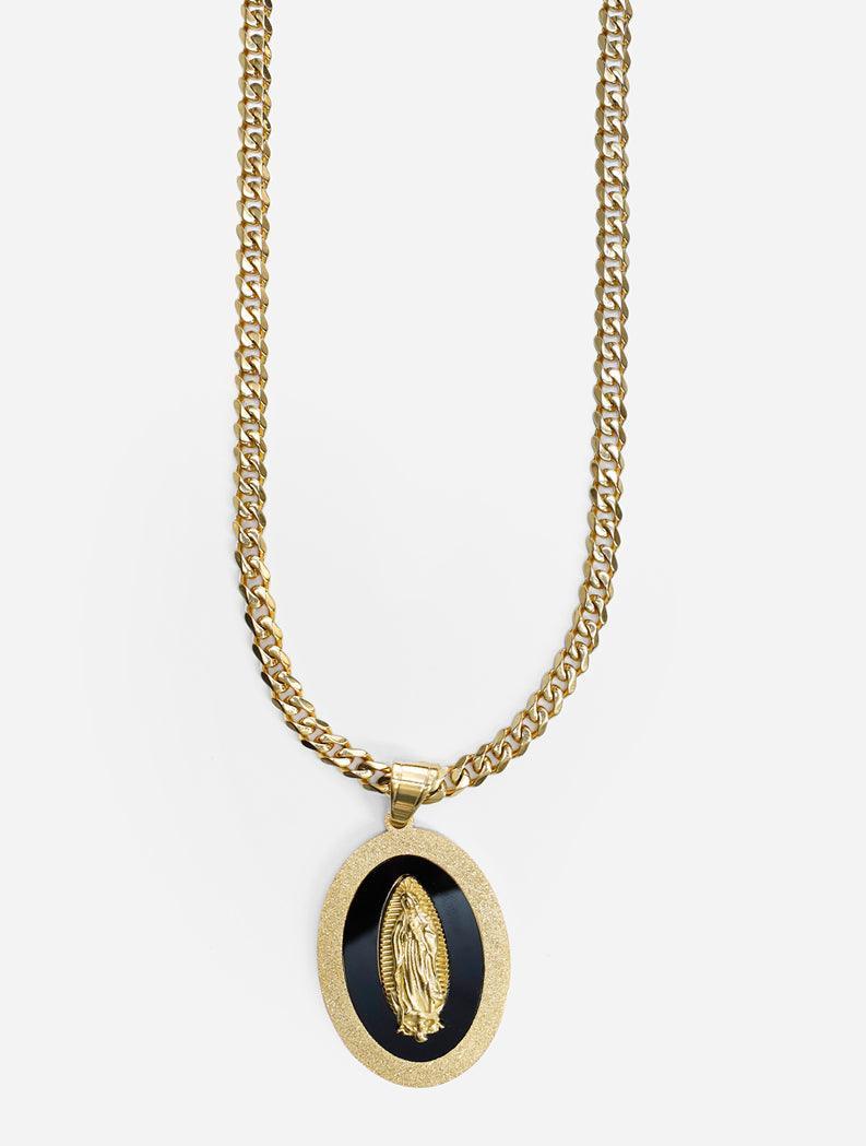 Gracias Dios Christian Gold Virgin Mary Pendant - Challenger Streetwear