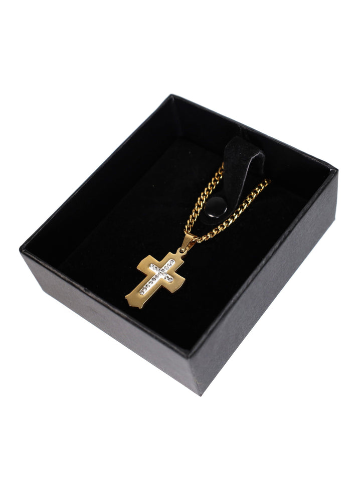 Gracias Dios Gold Cross Crucifix Pendant - Challenger Streetwear