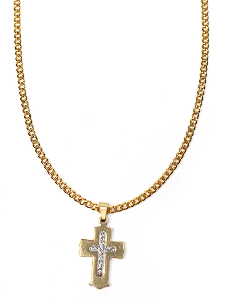 Gracias Dios Gold Cross Crucifix Pendant - Challenger Streetwear