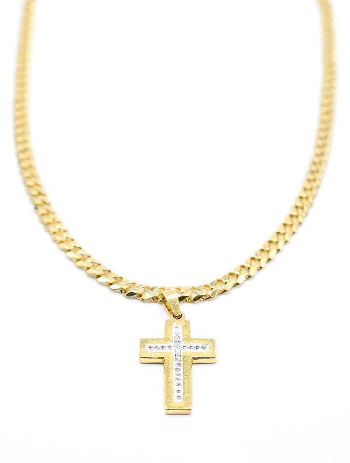 Gracias Dios Iced Gold Cross Pendant - Challenger Streetwear