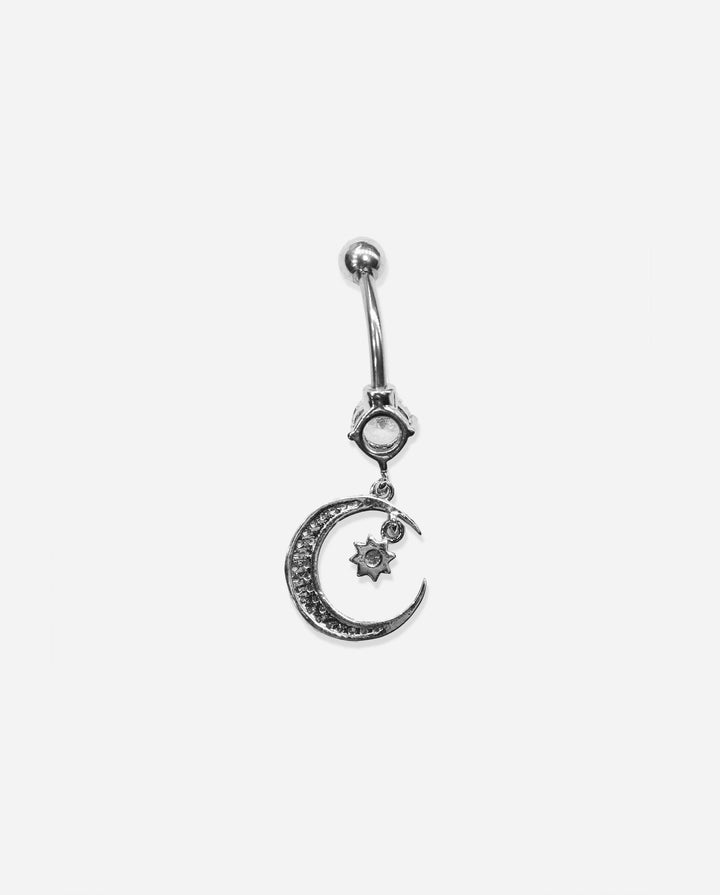 Gracias Dios Iced Moon Crystal Dangle Belly Ring - Challenger Streetwear