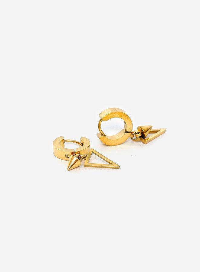 Gracias Dios Punk Hip Hop Style Triangle Danlge Drop Earrings Gold - Challenger Streetwear