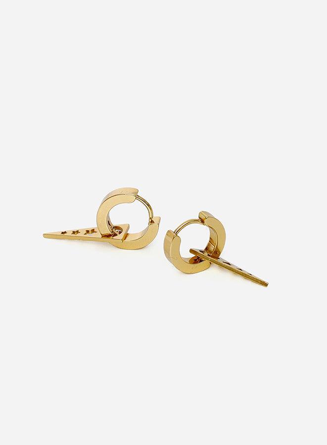 Gracias Dios Classic Gold Tone white Hoops Earrings - Challenger Streetwear
