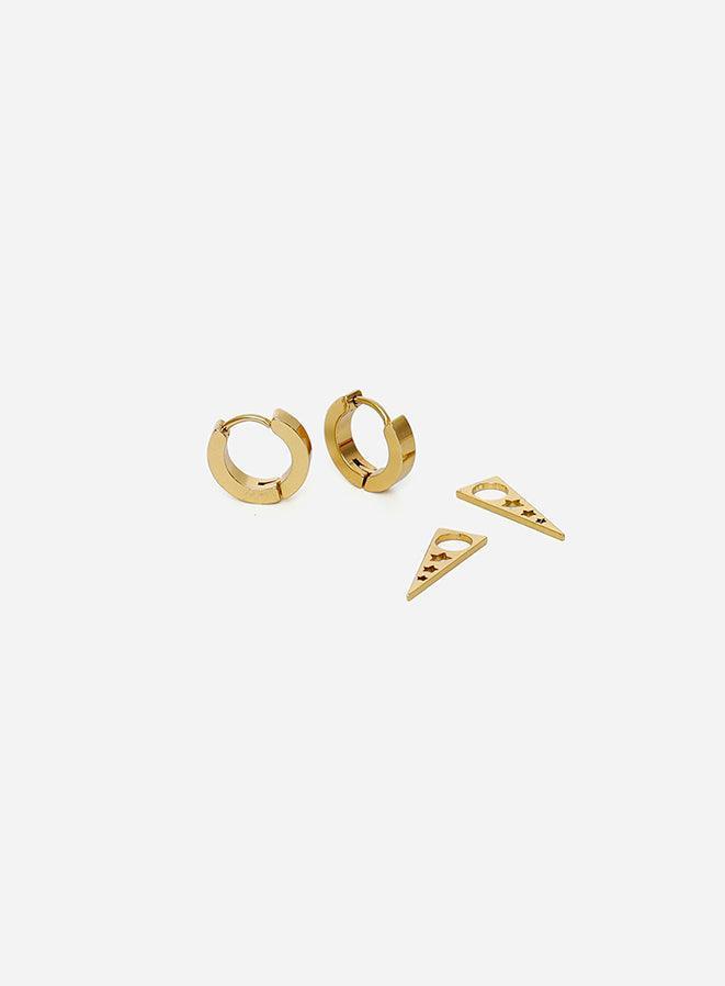 Gracias Dios Classic Gold Tone white Hoops Earrings - Challenger Streetwear