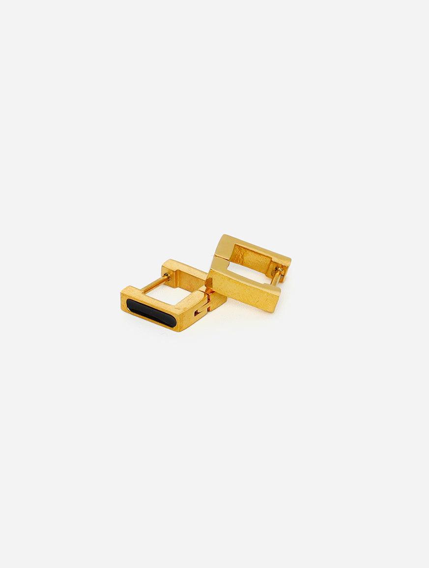 Gracias Dios Squre Shape Earrings Black /Gold - Challenger Streetwear