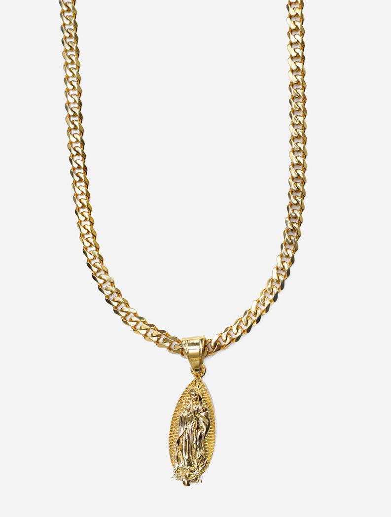 Gracias Dios Virgin Mary Gold Pendant - Challenger Streetwear